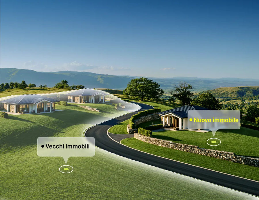 Vista aerea di una grande proprietà residenziale